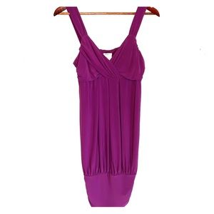 Purple ruched bottom spandex dress- small